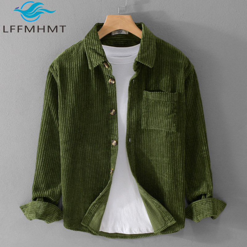 Corduroy Button Up Shirt Men - 2026 Nieuw Heren Corduroy Overhemd Lange