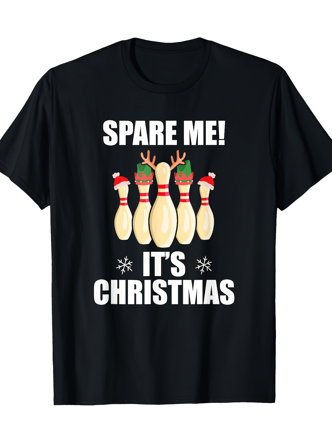 Short Sleeve Bowling Shirt Retro - Zwart kerstbowling-T-shirt voor heren - SPARE