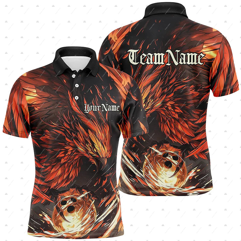 Short Sleeve Bowling Shirt Retro - Aangepaste naam Bowling Skull Flame Graffiti