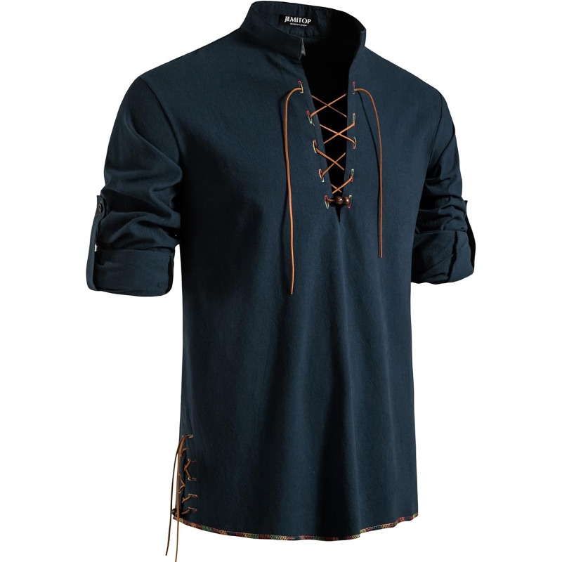 Medieval Gothic Lace Up Pirate Shirt - Heren piraat shirt Viking Retro Renaissance