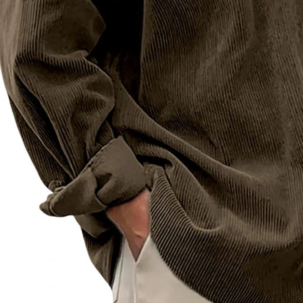 Corduroy Button Up Shirt Men - Outdoor Casual Heren Effen Kleur Shirts