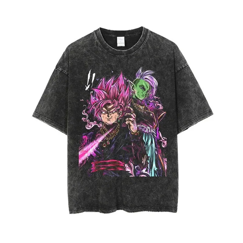 Acid Wash Vintage Graphic T Shirt - Goku Black Rose T-shirt Dragon Ball