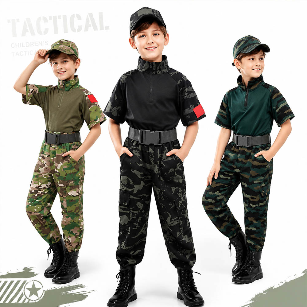 Tactical Military Shirt Cargo - Kinderen camouflage tactisch kikkerpak T-shirt met