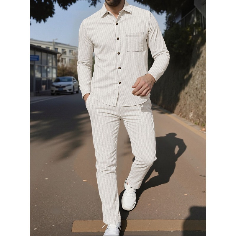 Corduroy Button Up Shirt Men - Herenset van corduroy: overhemd met knopen,