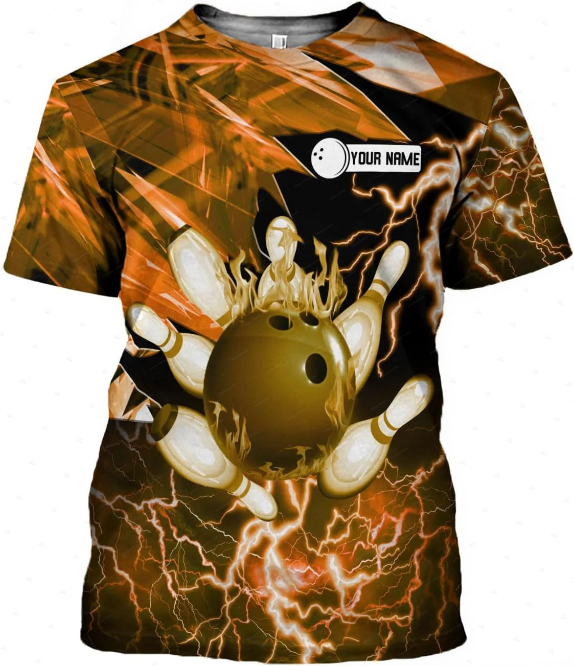 Short Sleeve Bowling Shirt Retro - Aangepaste naam Gradiënt Bowling Vlam Graffiti