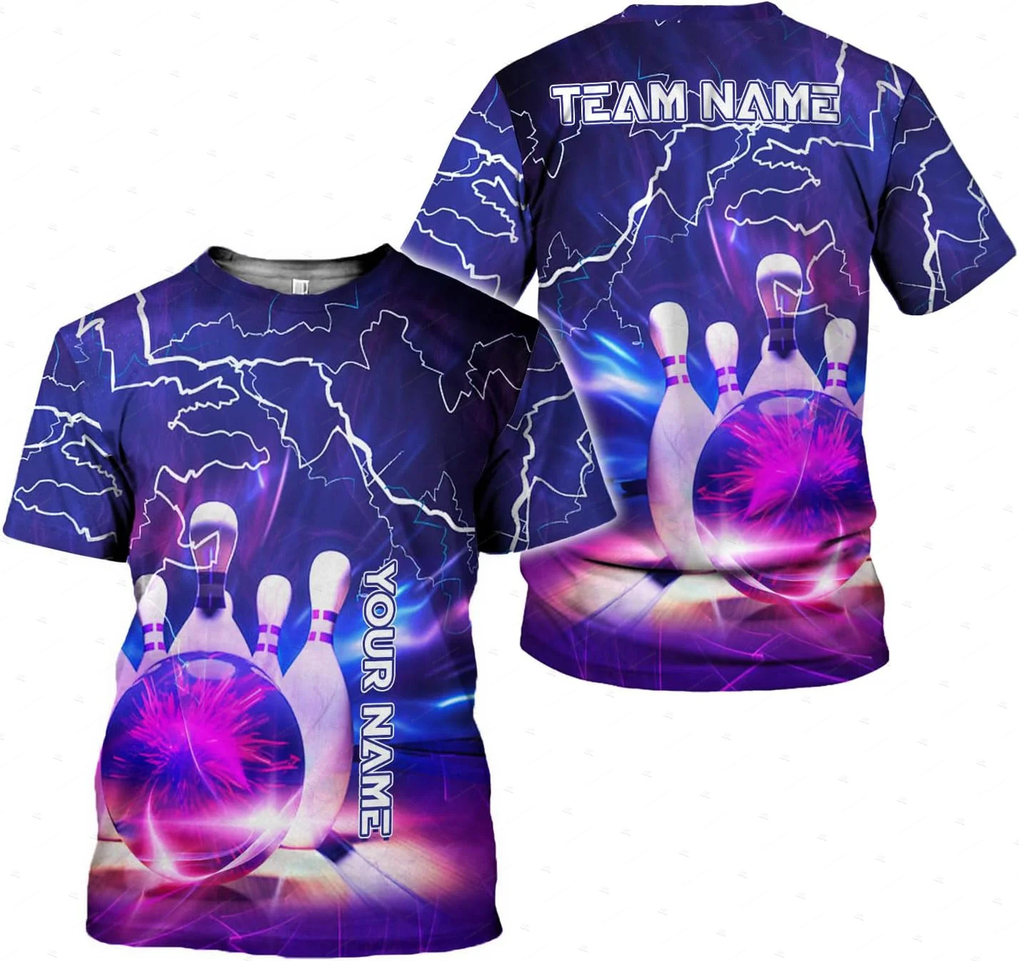Short Sleeve Bowling Shirt Retro - Aangepaste naam Gradiënt Bowling Vlam Graffiti