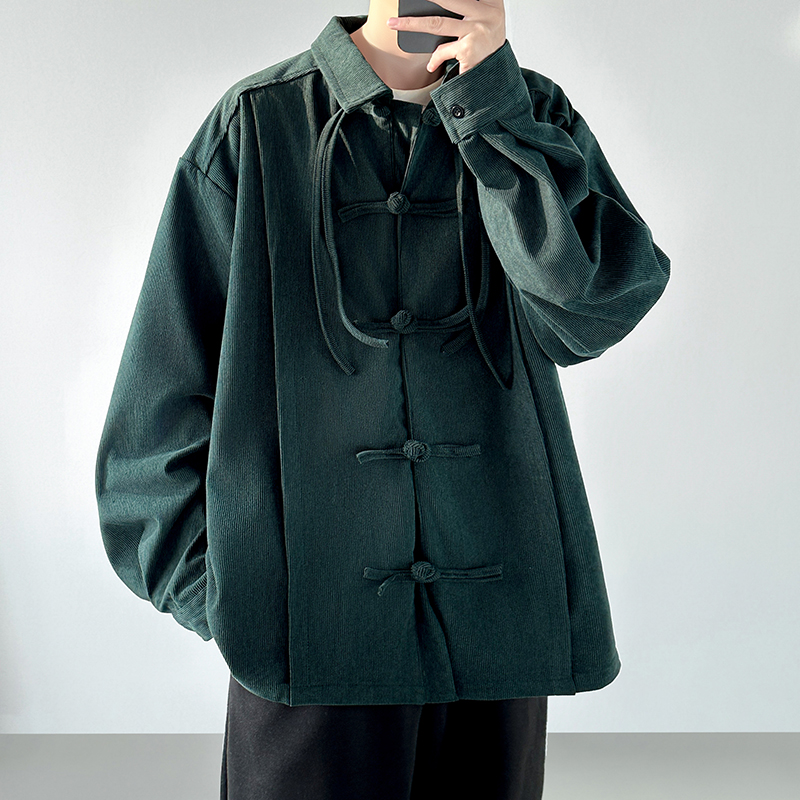 Corduroy Button Up Shirt Men - 2025 Mannen Retro Chinese Stijl Corduroy