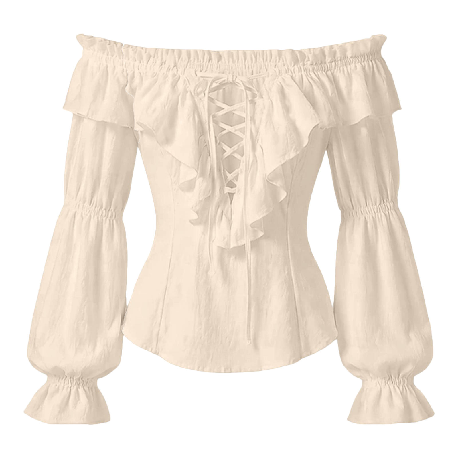 Vrouwen Piratenblouse Renaissa - Medieval Gothic Lace Up Pirate Shirt recensie en prijs