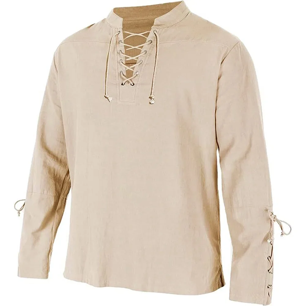 Heren Shirts Met Lange Mouwen  - Medieval Gothic Lace Up Pirate Shirt recensie en prijs