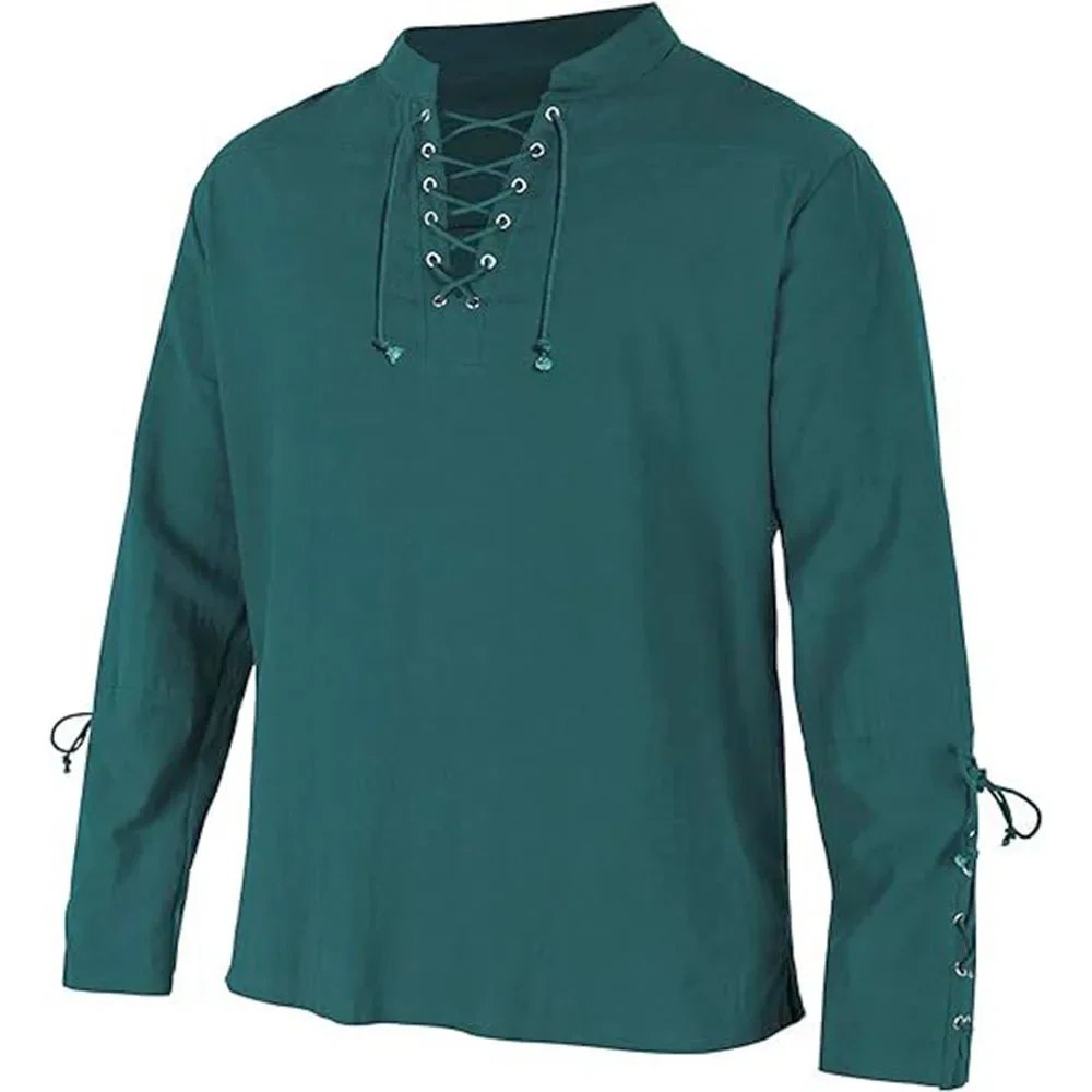 Heren Shirts Met Lange Mouwen  - Medieval Gothic Lace Up Pirate Shirt recensie en prijs