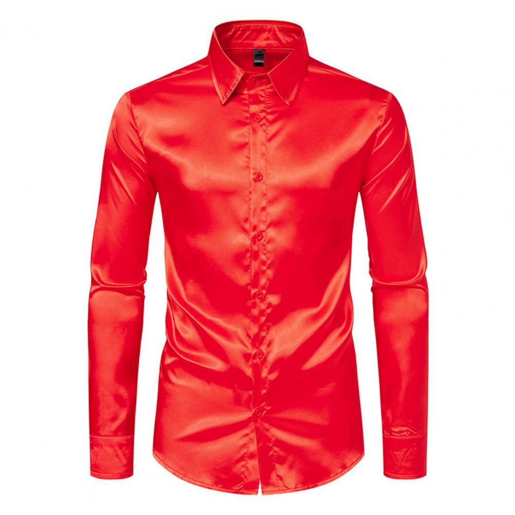 Blauw Oranje Rood Geel Satijn  - Mens Satin Silk Dress Shirt recensie en prijs