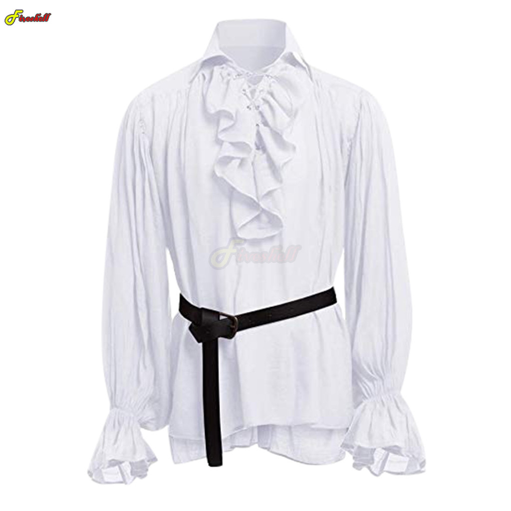Mens Halloween Lace Up Piraat  - Medieval Gothic Lace Up Pirate Shirt recensie en prijs
