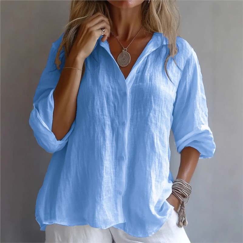 Effen Kleur Linnen Sexy V-hals - Mens Linen Shirt Long Sleeve recensie en prijs