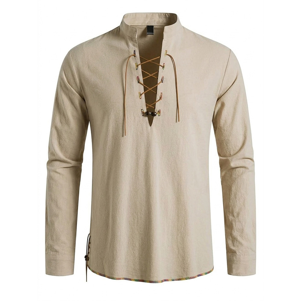 Heren Henley-hals Middeleeuws  - Medieval Gothic Lace Up Pirate Shirt recensie en prijs