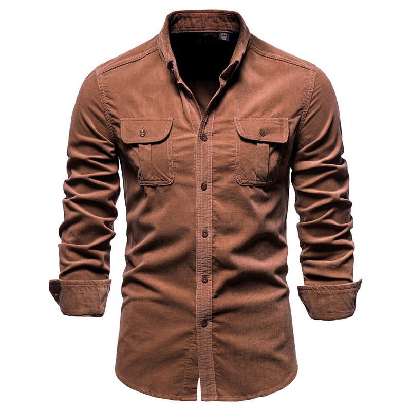 Vintage Effen Kleur Corduroy S - Corduroy Button Up Shirt Men recensie en prijs