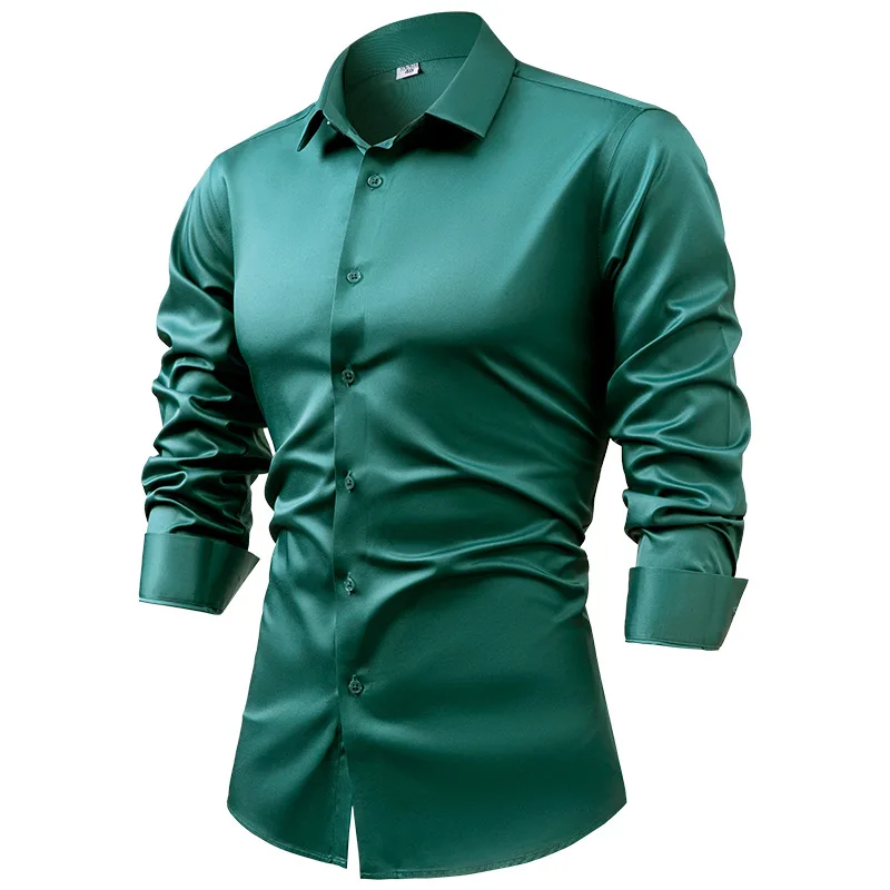 2022 lente herfst koningsblauw - Mens Satin Silk Dress Shirt recensie en prijs