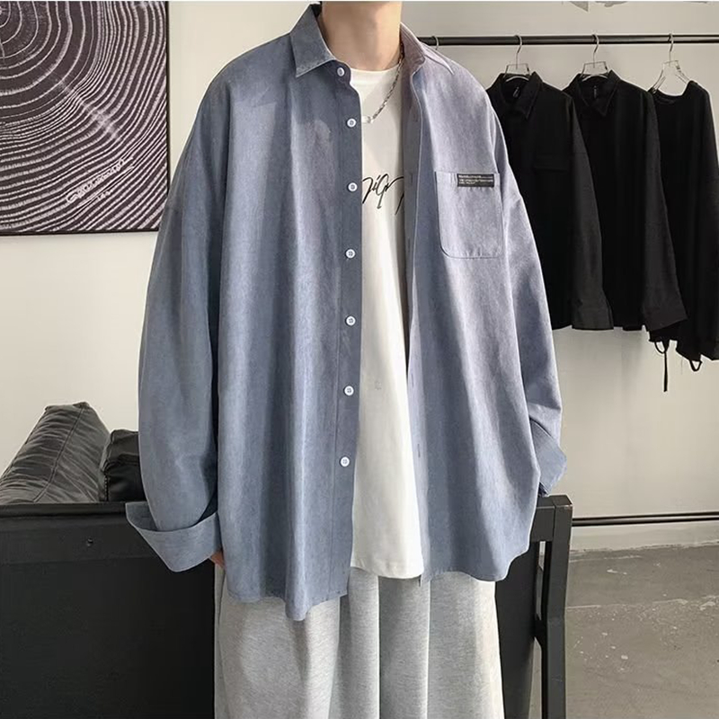 Koreaanse Mode Zwarte Shirts M - Corduroy Button Up Shirt Men recensie en prijs