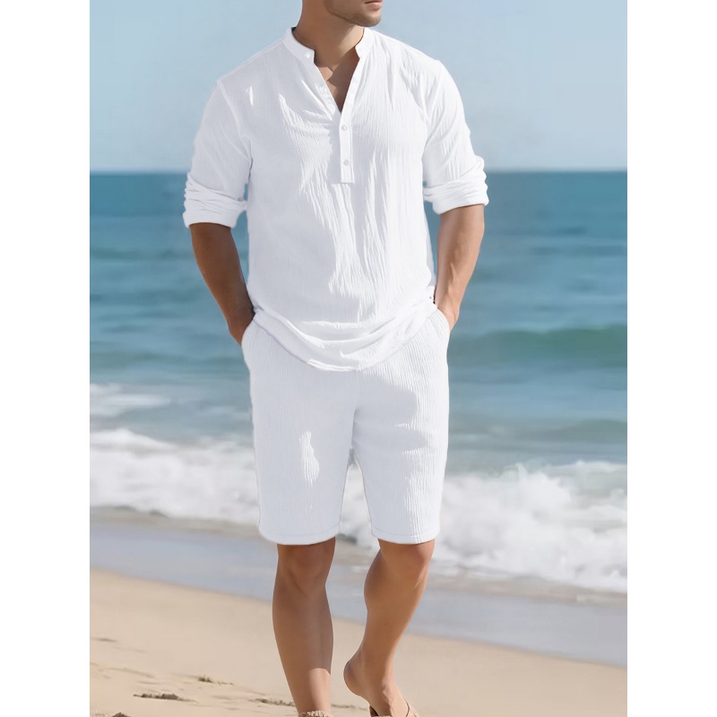 Heren wit linnenmix tweedelig  - Mens Linen Shirt Long Sleeve recensie en prijs