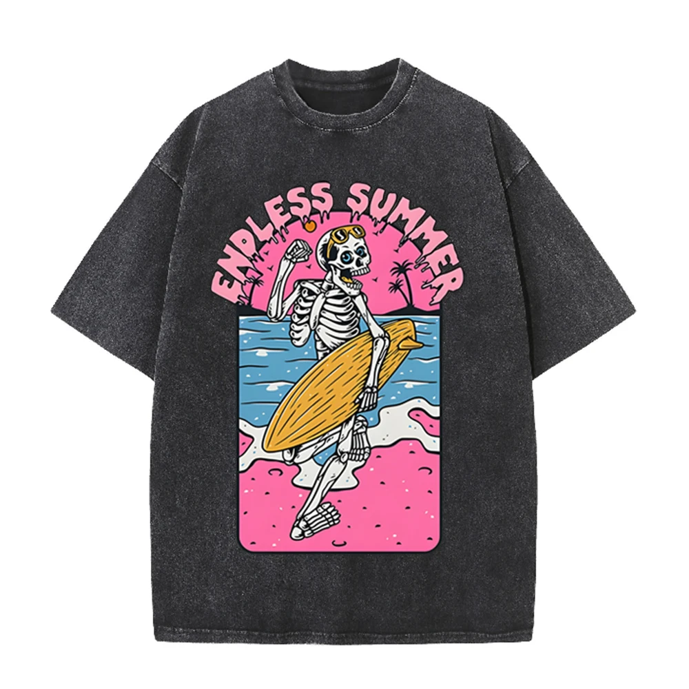 2026 Vintage Skeleton Surfer E - Acid Wash Vintage Graphic T Shirt recensie en prijs