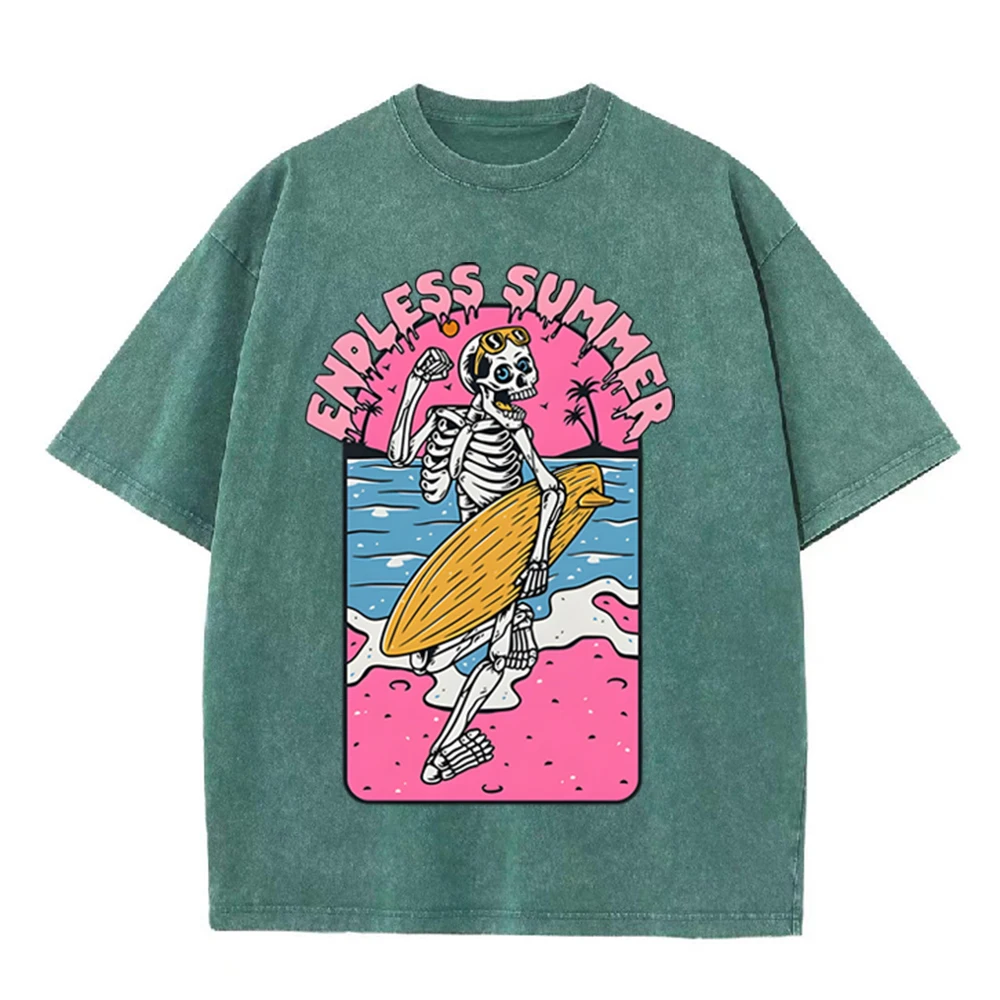 2026 Vintage Skeleton Surfer E - Acid Wash Vintage Graphic T Shirt recensie en prijs