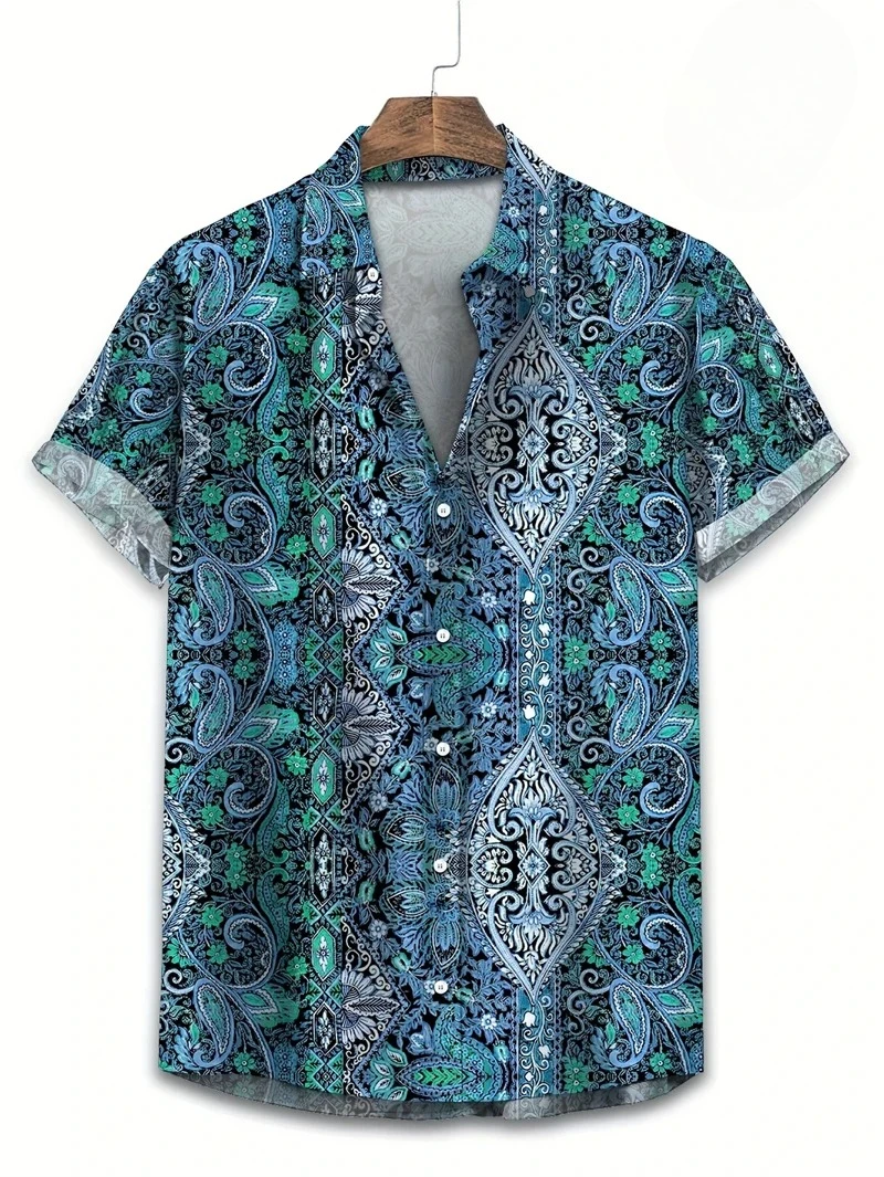 Paarse basis kleurrijke paisle - Vintage Hawaiian Floral Shirt recensie en prijs