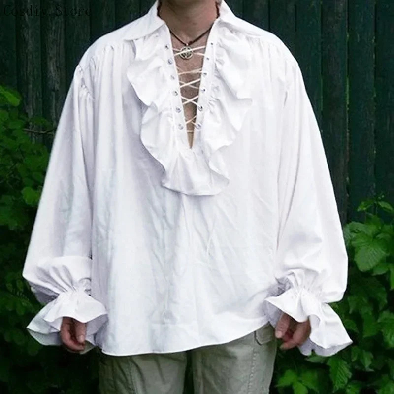 S-5XL Middeleeuwse Piraat Hall - Medieval Gothic Lace Up Pirate Shirt recensie en prijs