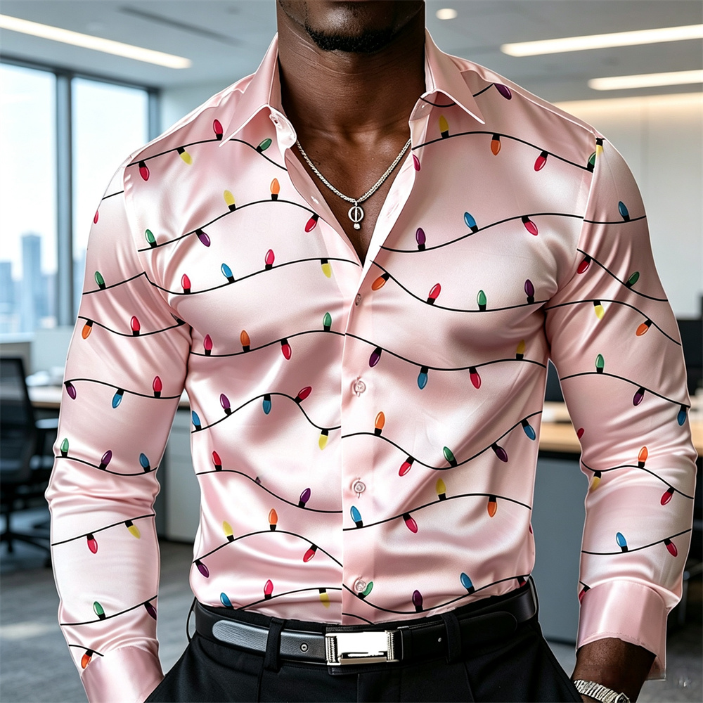 Kerst heren lantaarnshirt sati - Mens Satin Silk Dress Shirt recensie en prijs