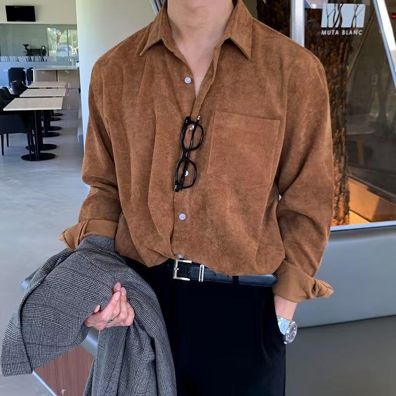 Mannen Corduroy zwarte shirts  - Corduroy Button Up Shirt Men recensie en prijs