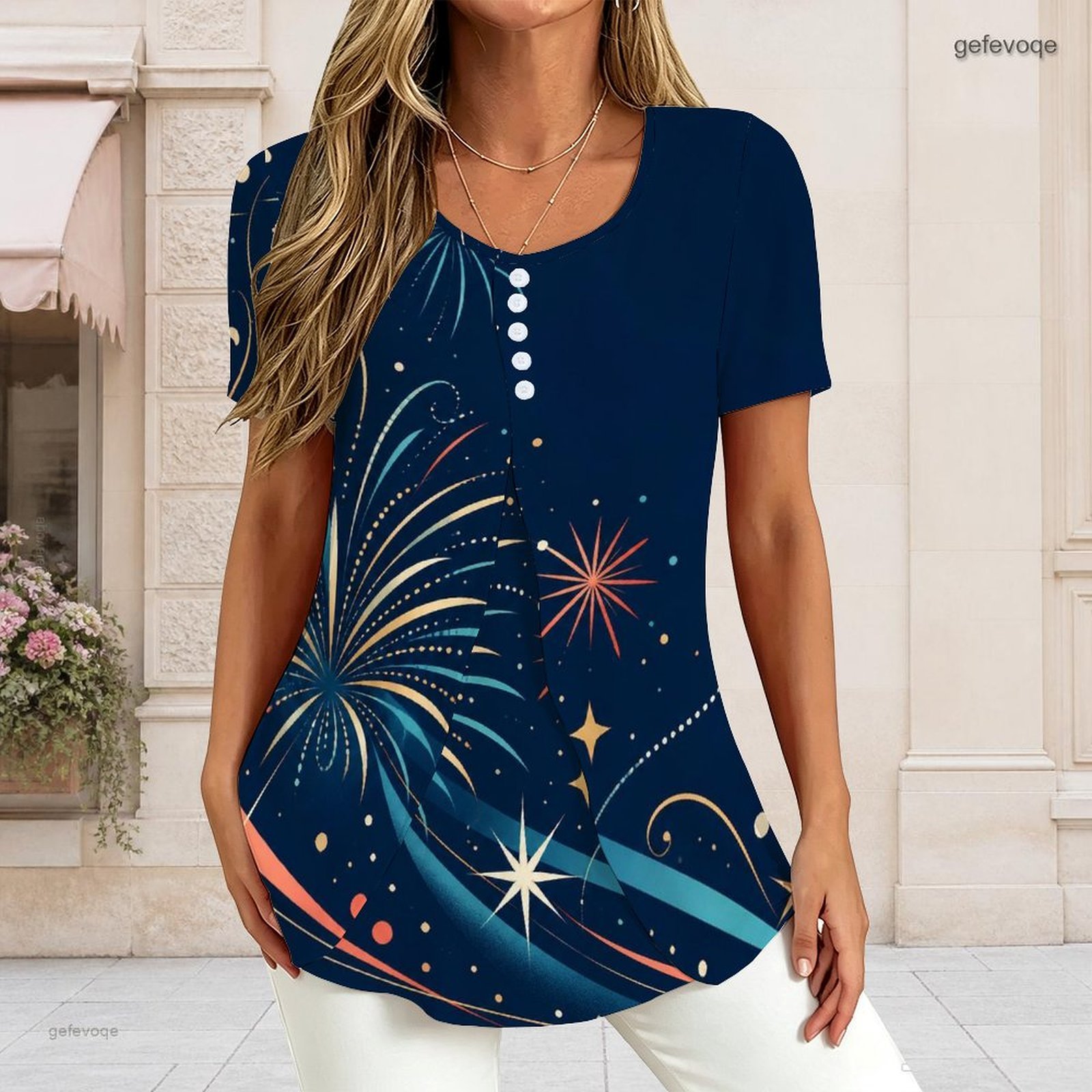Dames V-hals T-shirt met korte - T-Shirts recensie en prijs