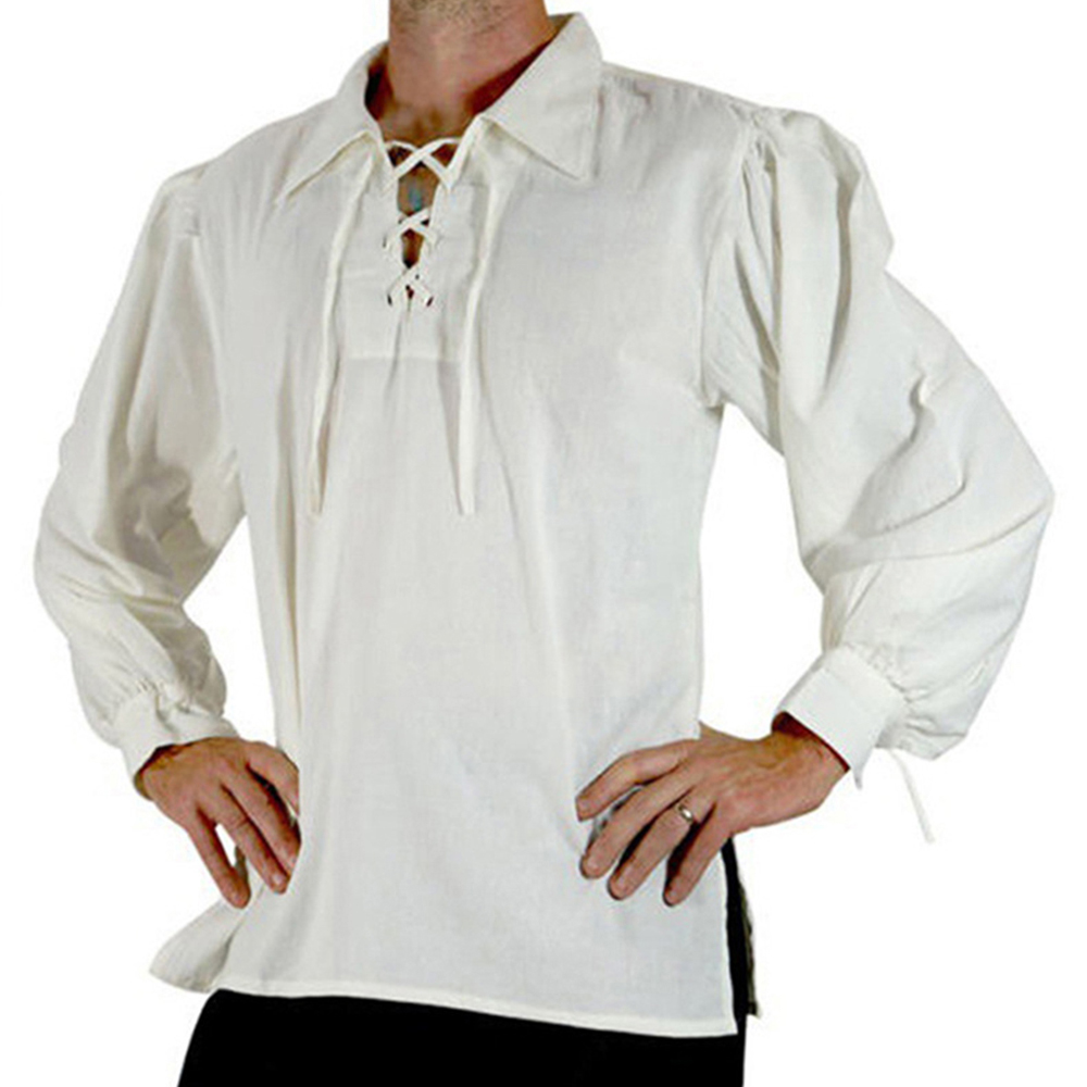 Mannen Middeleeuwse Renaissanc - Medieval Gothic Lace Up Pirate Shirt recensie en prijs