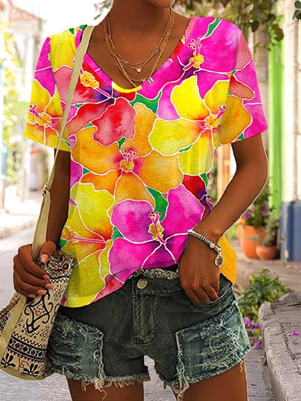 Zomer Dames T-shirt Bloemen Gr - Vintage Hawaiian Floral Shirt recensie en prijs