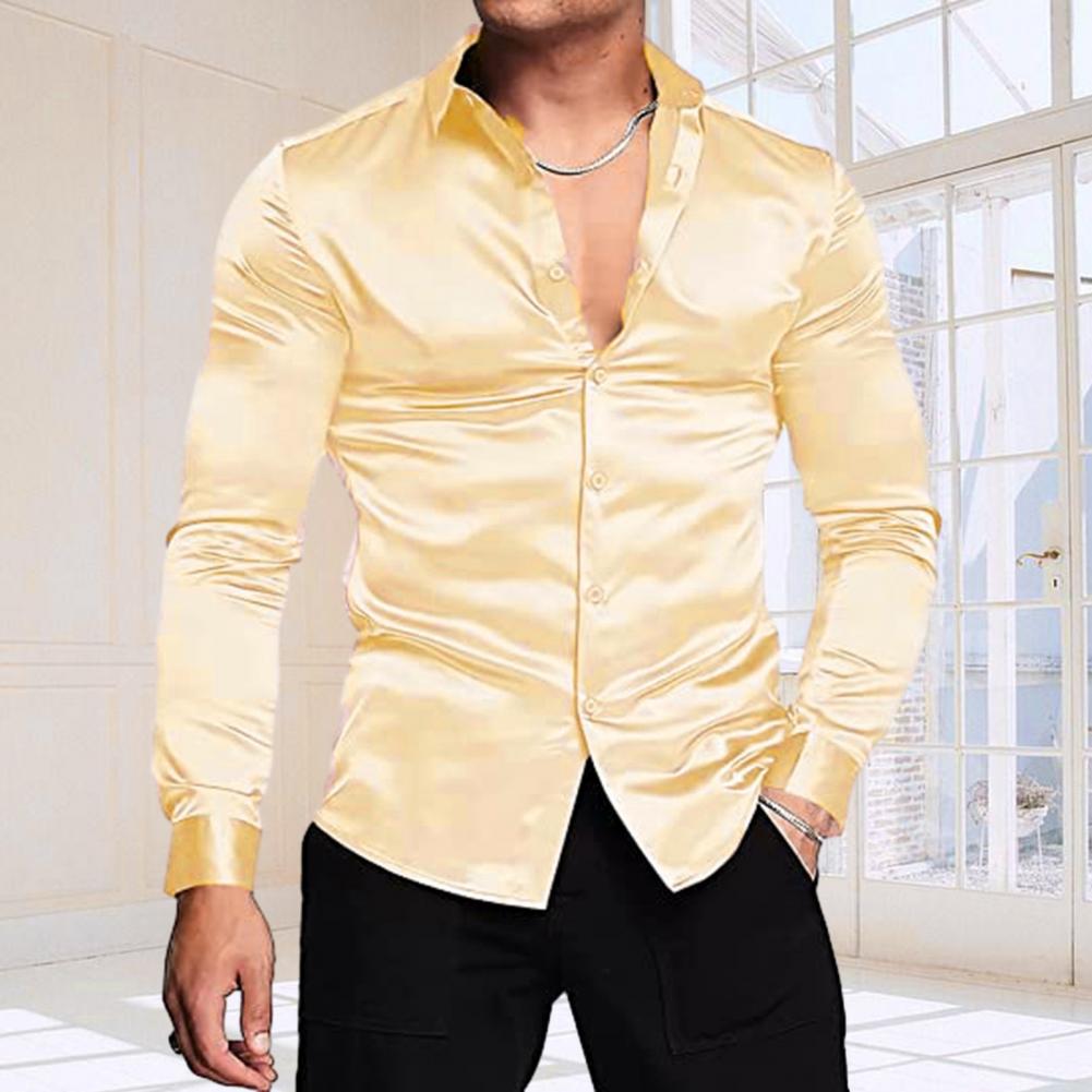Stijlvolle heren overhemd van  - Mens Satin Silk Dress Shirt recensie en prijs