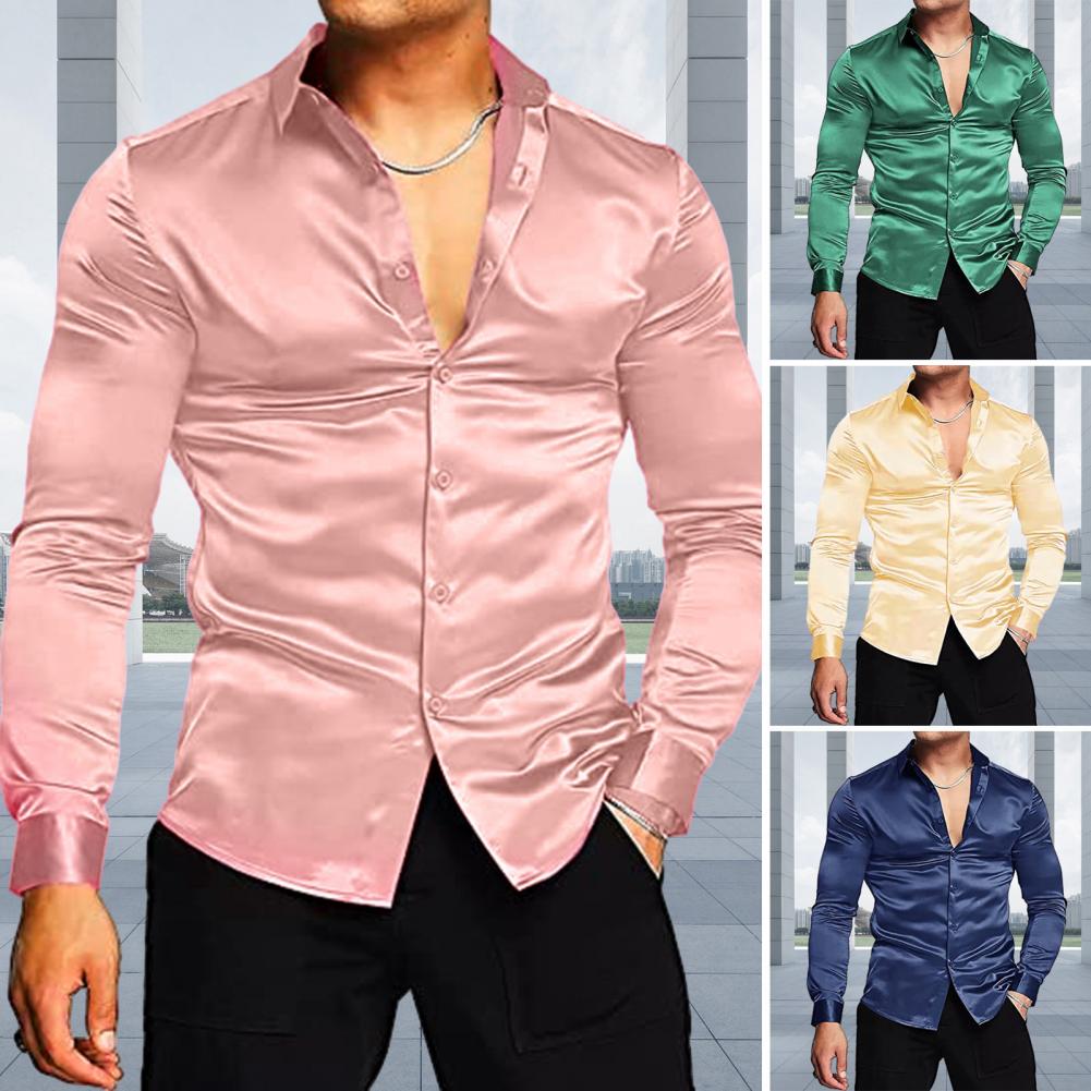 Stijlvolle heren overhemd van  - Mens Satin Silk Dress Shirt recensie en prijs