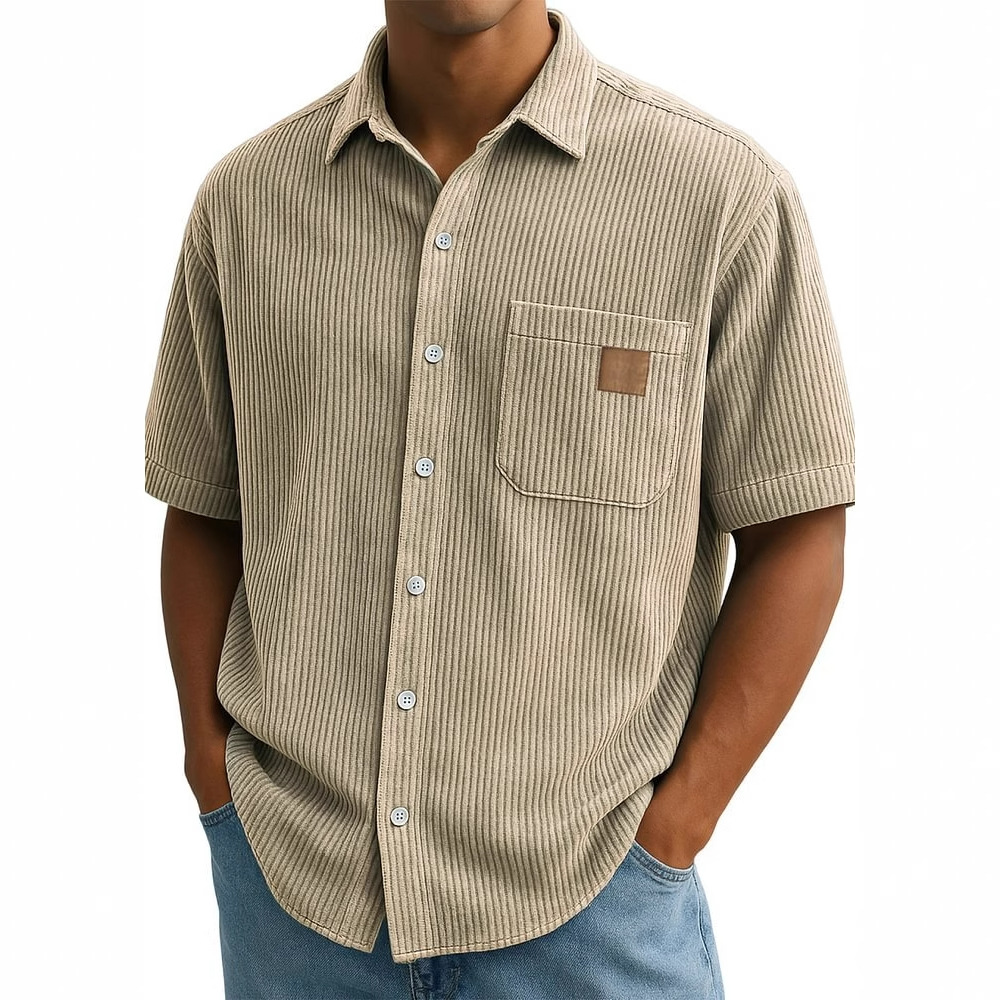Corduroy herenshirt met korte  - Corduroy Button Up Shirt Men recensie en prijs